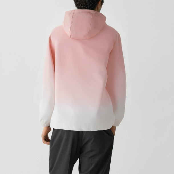 Men's pink hooded softshell suede jacket