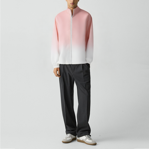 Men's pink hooded softshell suede jacket