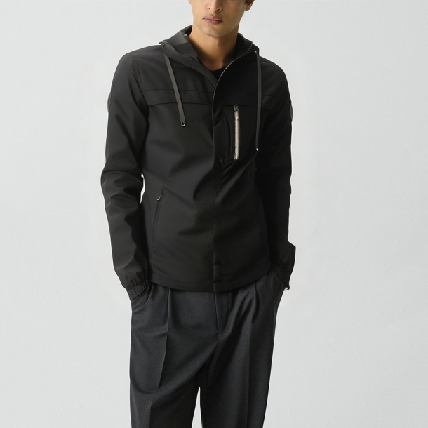 Men's stand-collar rabbit fur bomber jacket