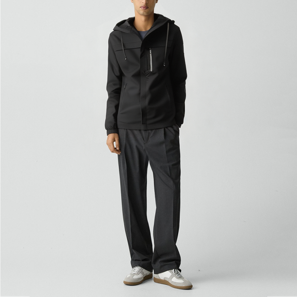 Men's stand-collar rabbit fur bomber jacket