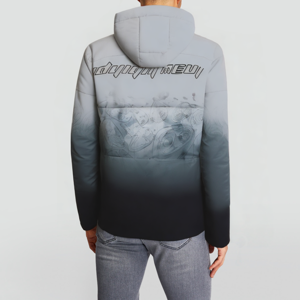 Gradient-colored puffer hooded down jacket