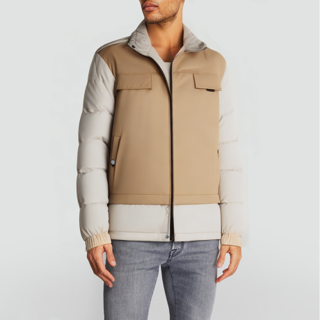 Colorful patchwork hooded warm down jacket