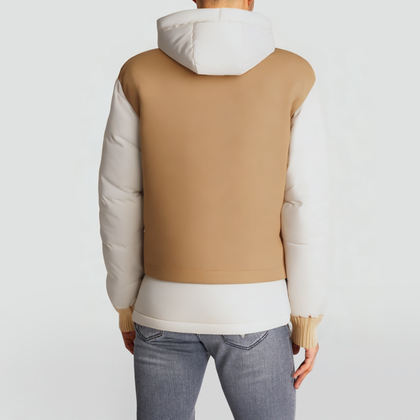 Colorful patchwork hooded warm down jacket