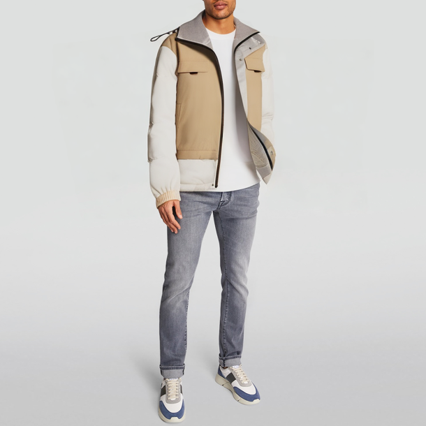 Colorful patchwork hooded warm down jacket