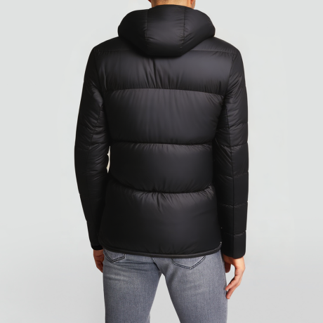 Geometric pattern puffer jacket