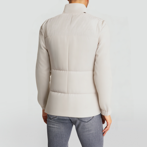 Outdoor geometric color-blocked down jacket