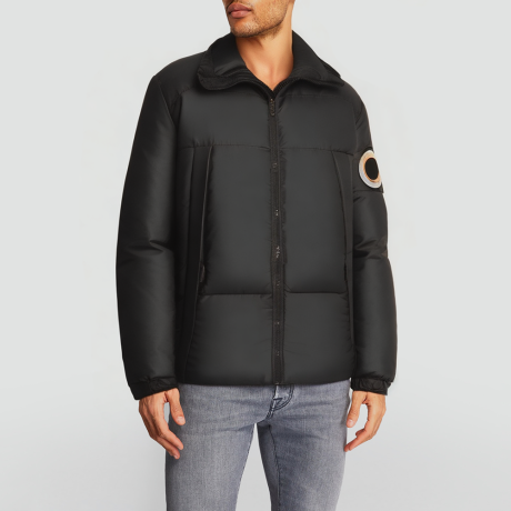 Black puffer hooded down jacket