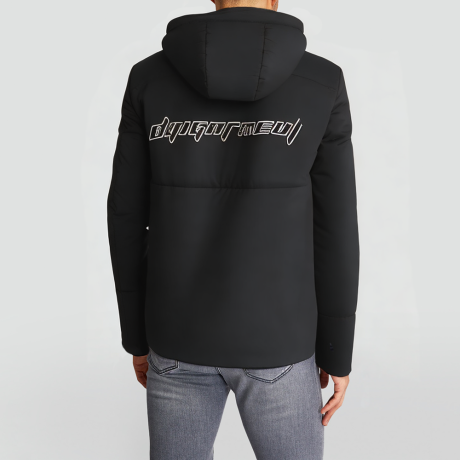 Black puffer hooded down jacket