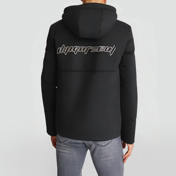 Black puffer hooded down jacket