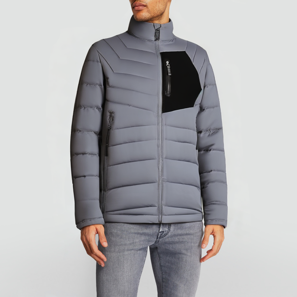 Men's gray color-block patchwork jacket