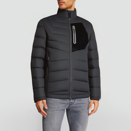 Men's black color-block patchwork jacket