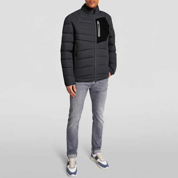 Men's black color-block patchwork jacket