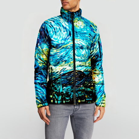 Leaf pattern sublimation printed bubble cotton jacket