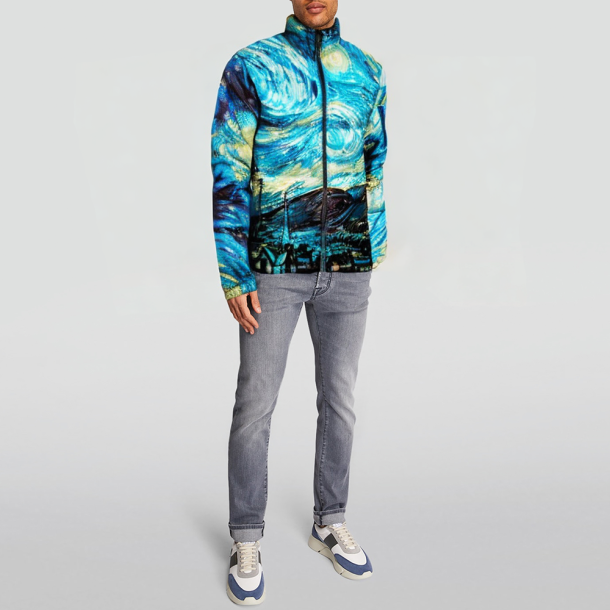 Leaf pattern sublimation printed bubble cotton jacket