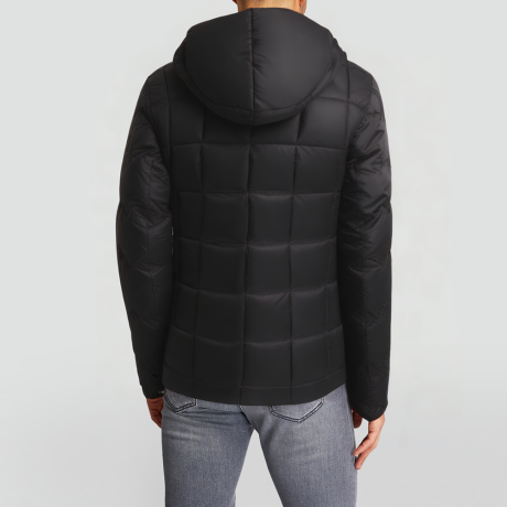 Men's hooded solid-color down jacket