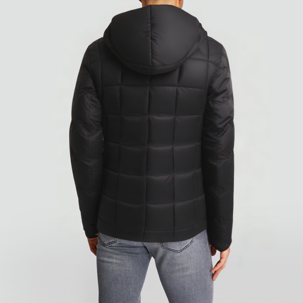 Men's hooded solid-color down jacket