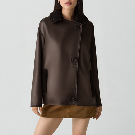 Retro style collared warm jacket