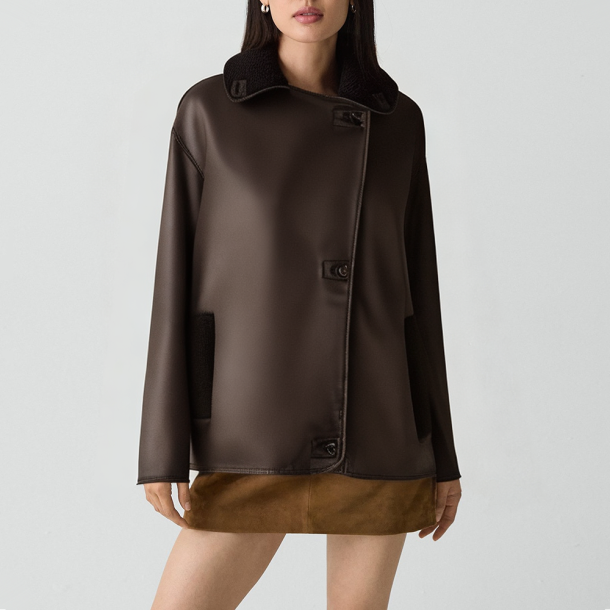 Retro style collared warm jacket