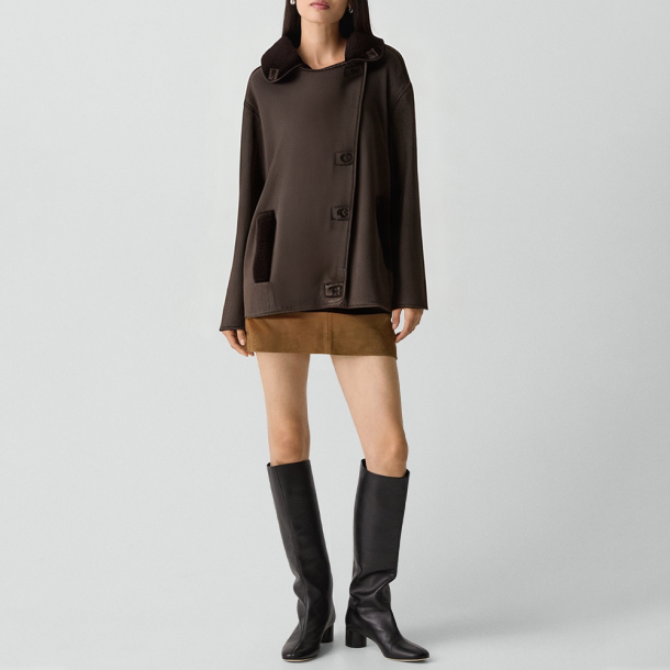 Retro style collared warm jacket