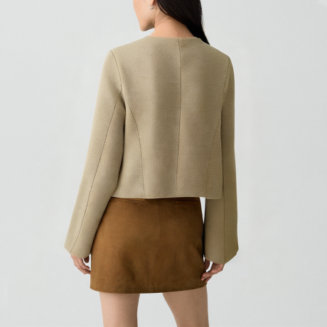 Retro round-neck flap jacket