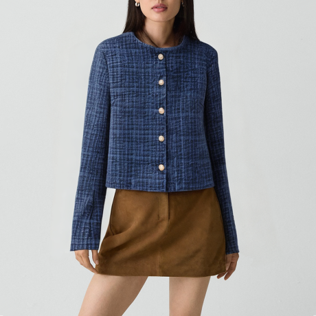 Sailor-style crew neck fleece jacket