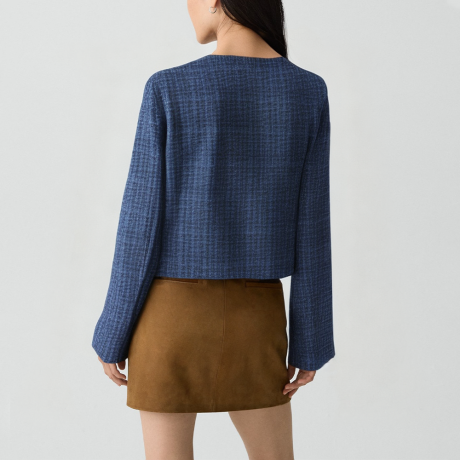 Sailor-style crew neck fleece jacket