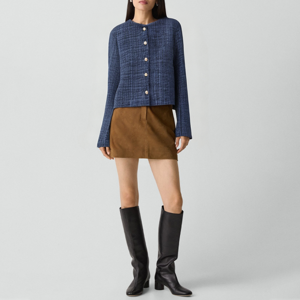 Sailor-style crew neck fleece jacket