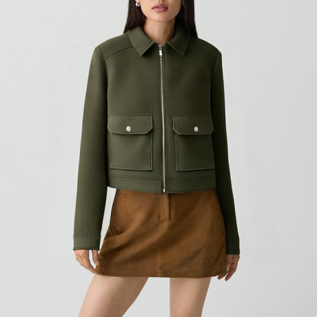 Lapel short zip-up jacket