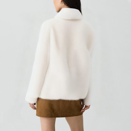 Vintage-style lapel faux fur coat