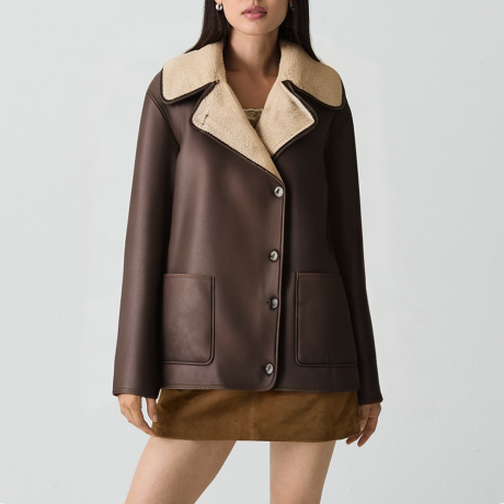 Winter reversible notched lapel jacket