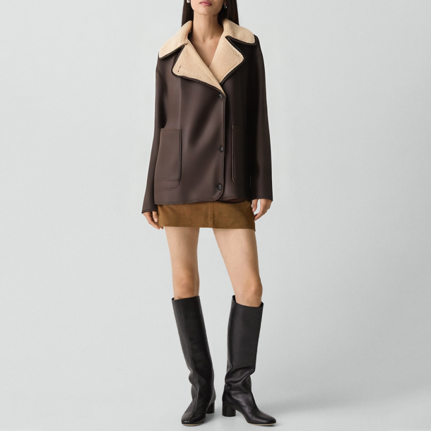 Winter reversible notched lapel jacket