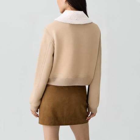 Retro lapel faux fur short jacket for women