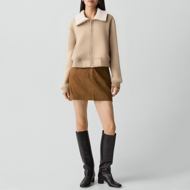 Retro lapel faux fur short jacket for women