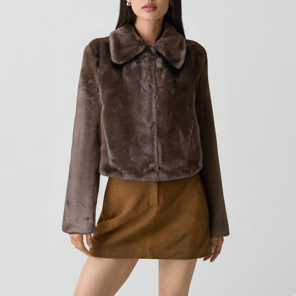 Vintage lapel faux fur coat