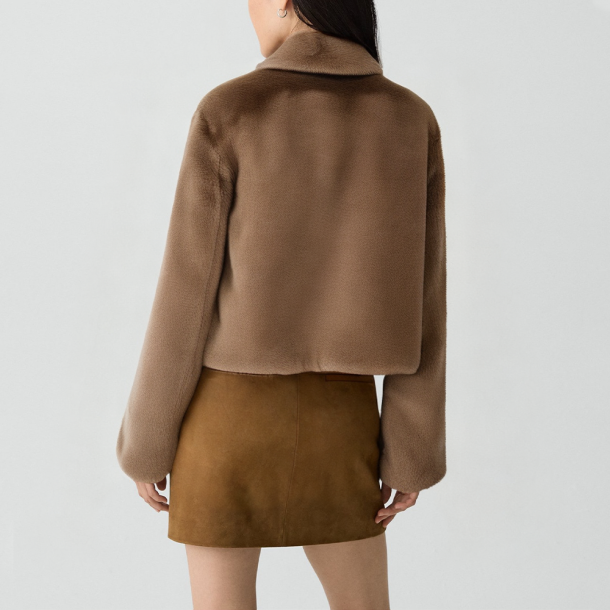 Vintage lapel faux fur coat