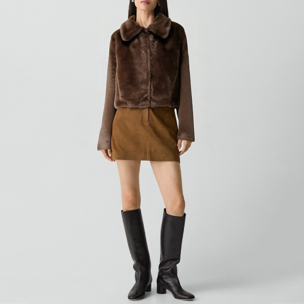 Vintage lapel faux fur coat