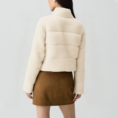 Women's stand-collar wool and cotton jacket