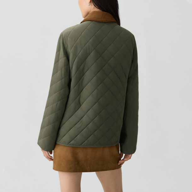 Loose-fitting suede quilted jacket