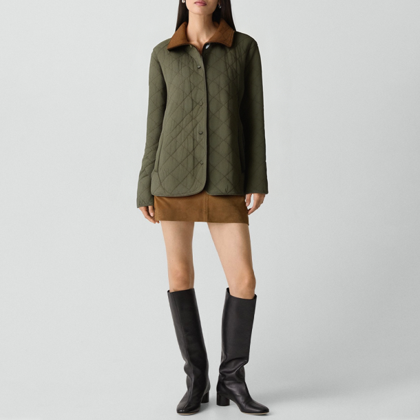 Loose-fitting suede quilted jacket