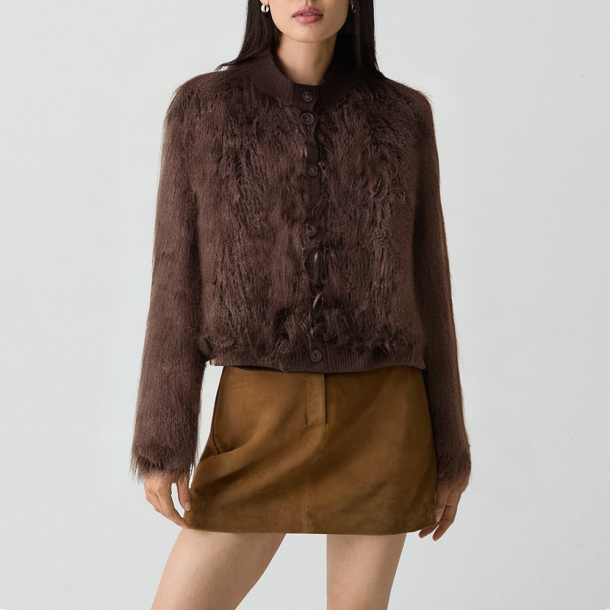 Vintage faux leather knitted jacket