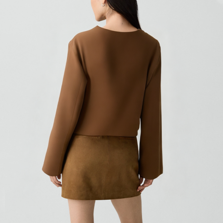 Retro style round-neck single-breasted jacket