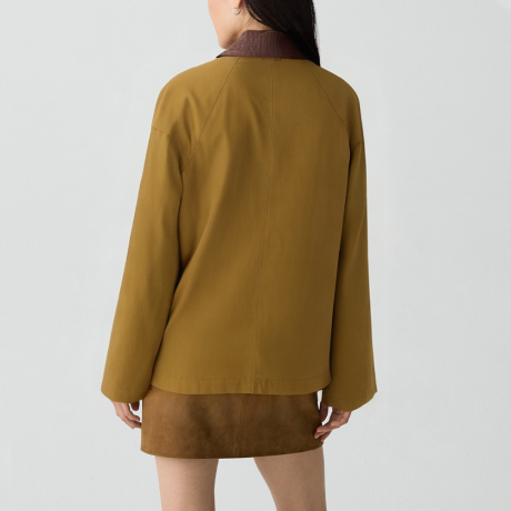 Retro lapel contrasting color cotton jacket