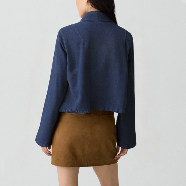 Patchwork striped women's denim jacket