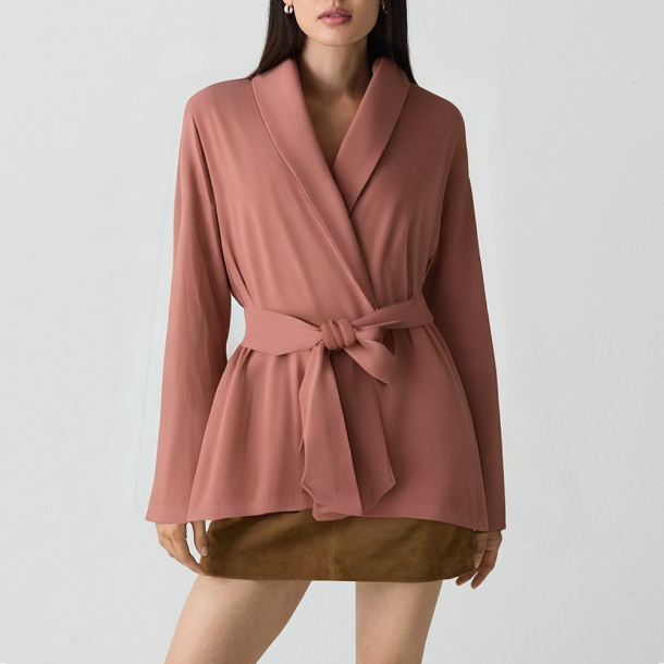 V-neck belted women's jacket