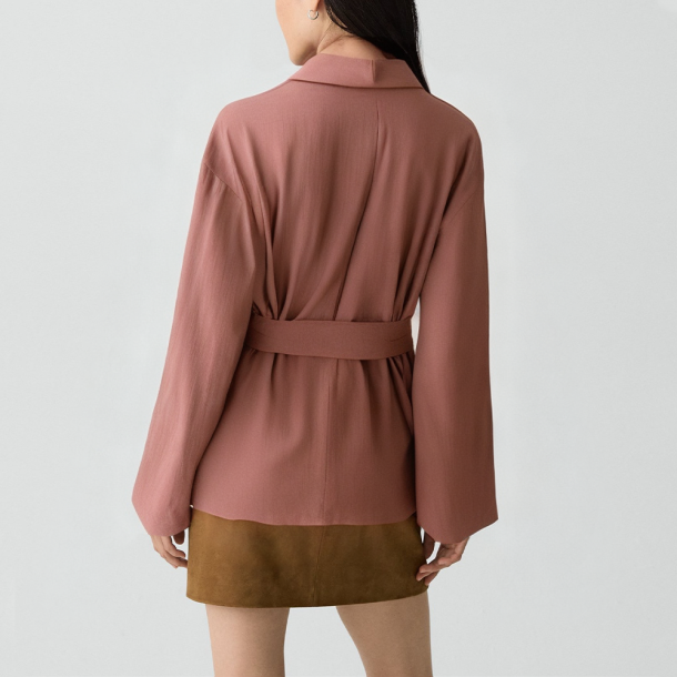 V-neck belted women's jacket