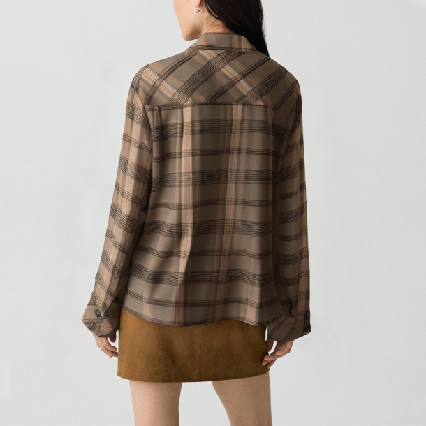 Retro lapel plaid women's shirt jacket