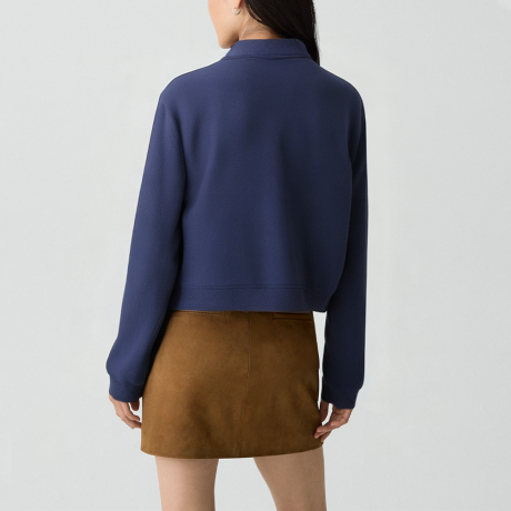 Round-neck vintage long jacket