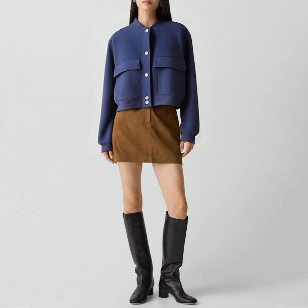 Round-neck vintage long jacket