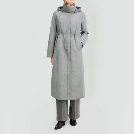 Gray Wool-Blend Goose Down Jacket