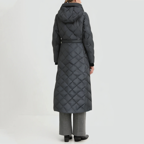 Long hooded goose down jacket